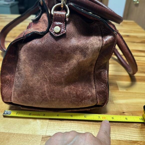 Wilsons Leather Burgundy Brown Leather Shoulder Bag Purse 14x8x8 Double Handle - Picture 9 of 16